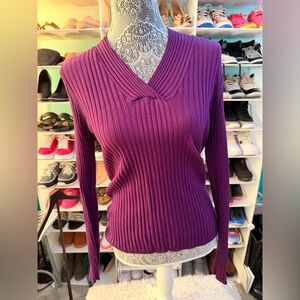 Grace Deep Purple V-Neck Sweater